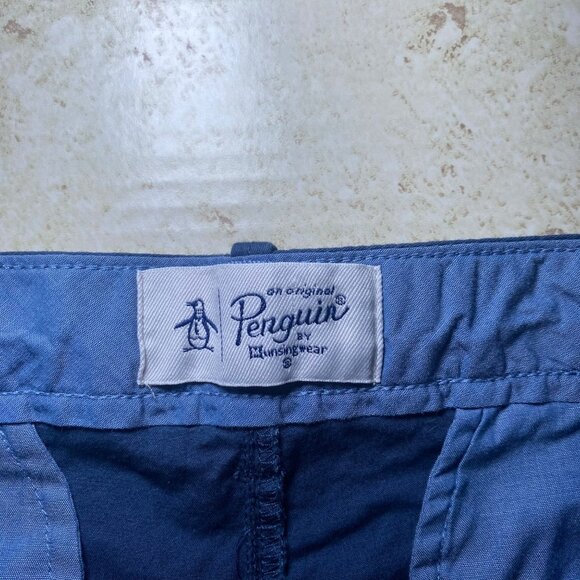 Penguin Blue Mens Chino Shorts Size 38 Classic Fit Flat Front Golf Casual - Picture 3 of 9